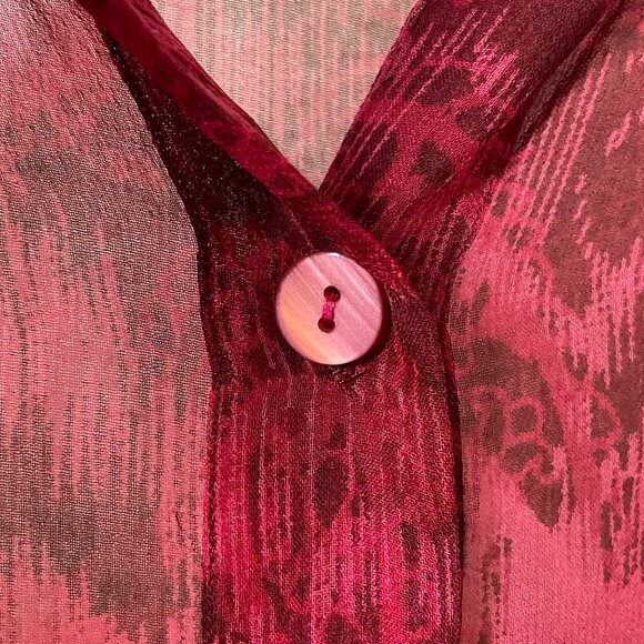Vintage Vision Fuchsia Pink Silk Blouse Button Up Short Sleeve Women’s Size 1X - Picture 5 of 8